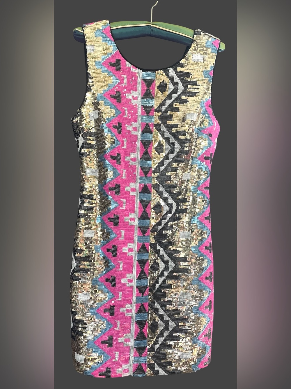 Gianni Bini Aztec Print sequin dress- XS